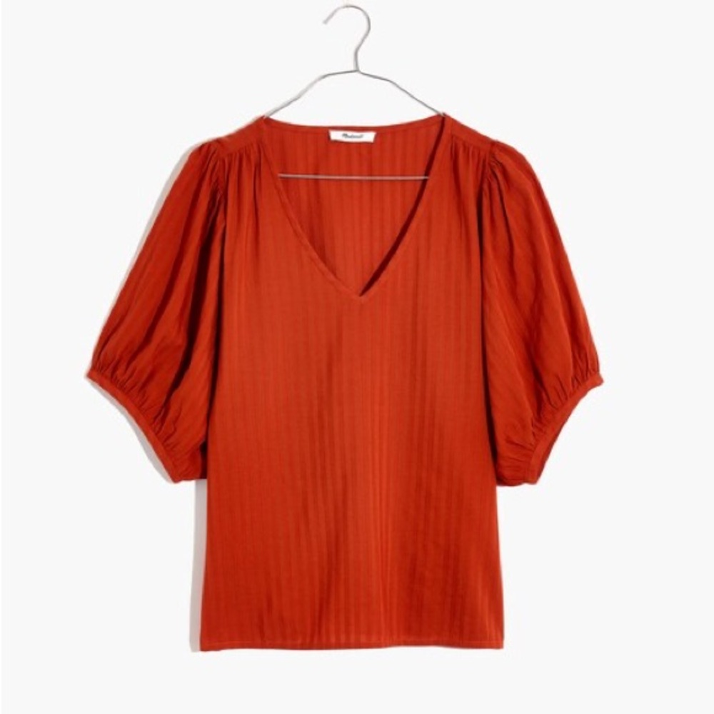 Madewell Rust V-Neck Blouse